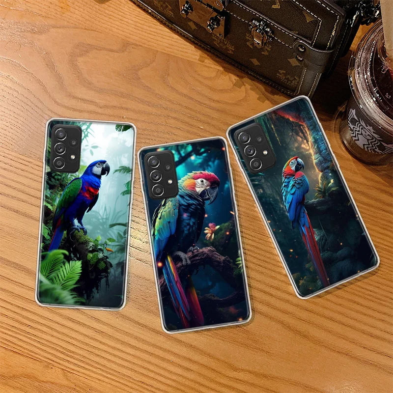 Parrot Bird Rainforest Phone Case For Galaxy S23 S20 FE S21 Plus Samsung S24 S22 Ultra TPU Pattern S10 S10E S9 S8 Cover Soft Cap