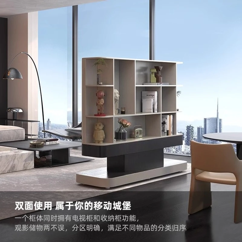 Removable TV stand Double-sided use Lifting TV cabinet Living room partition cabinet Bedroom with roller