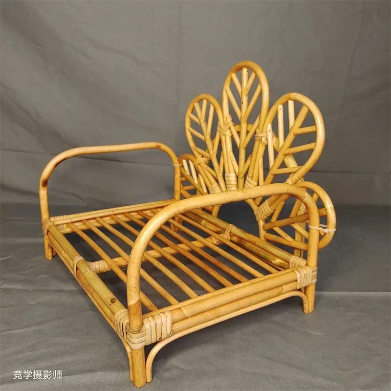 Rattan Bench Vietnam-Sourced Newborn Photography Props Practical Posing Furniture for Baby Studio Shoots and Growth Record Use