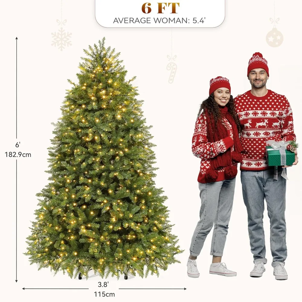 Christmas Artificial Christmas Tree, A 6-foot High Prefabricated Christmas Tree with 11 Lighting Modes, Including Brackets