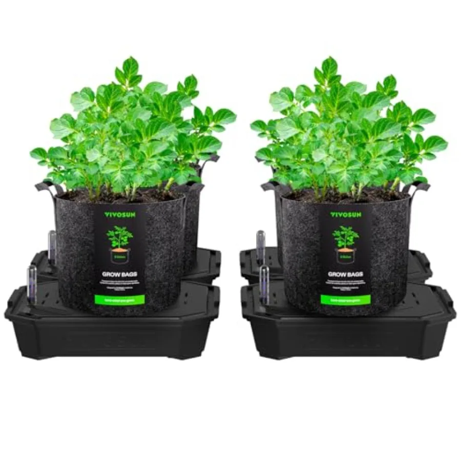 

Indoor/Outdoor Self-Watering Fabric Pot Base with Water Meter Maintenance Window Polypropylene Black for Grow Tents Greenhouses