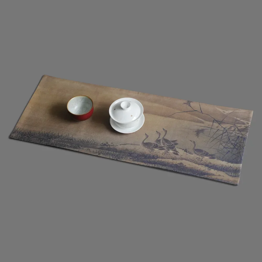 

Elegant Chinese Cotton Linen Tea Mat, Towel for Tea Ceremony and Home Decoration, Small Towel