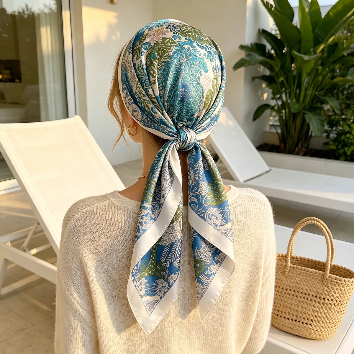 Scarf Silk Square - 90*90cm Geprinte Vierkante Sjaal Dames Imitatie
