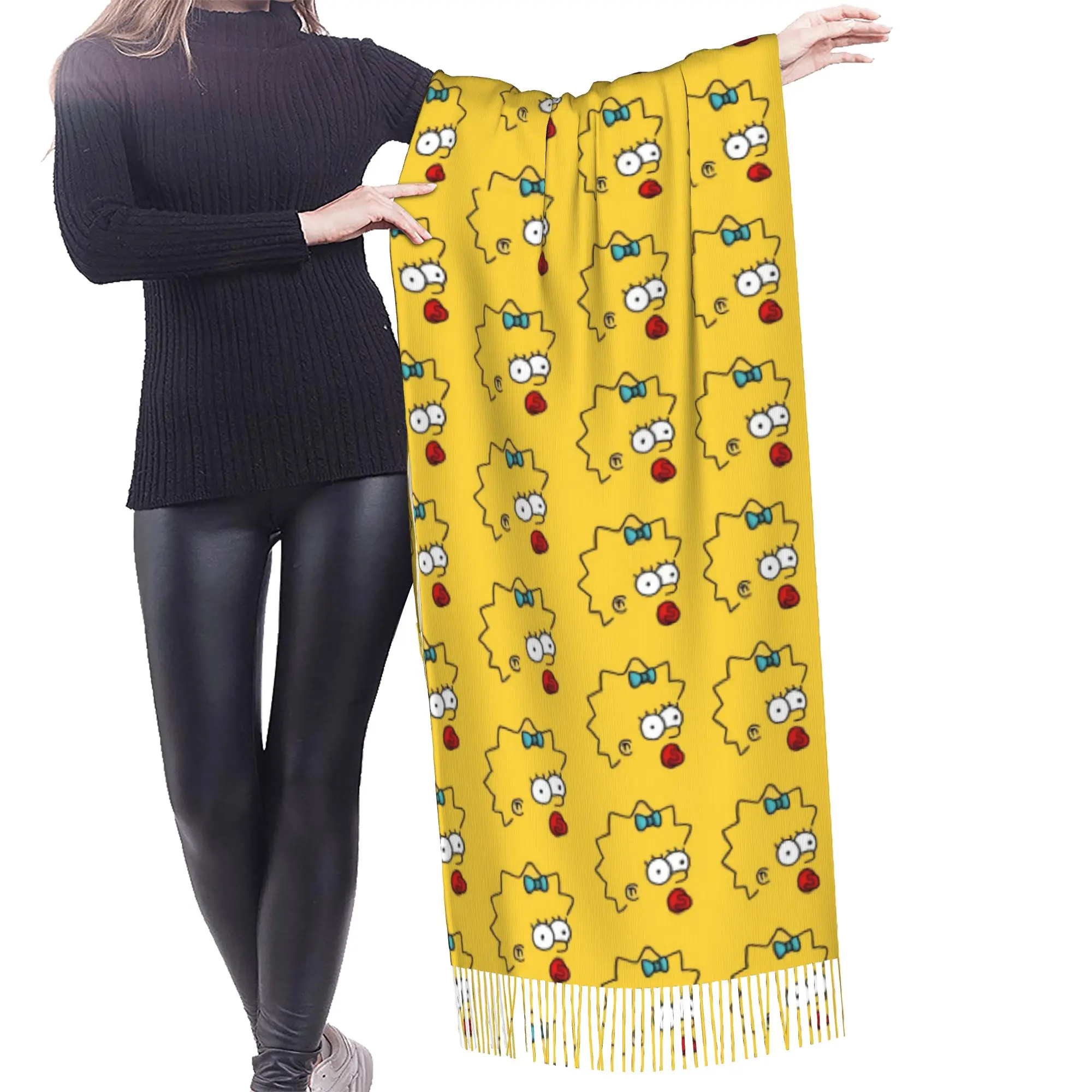 Custom Printed S-Simpsonsed Anime Scarf  Men Women Winter Fall Warm Scarves Homer Cartoon Shawl Wrap