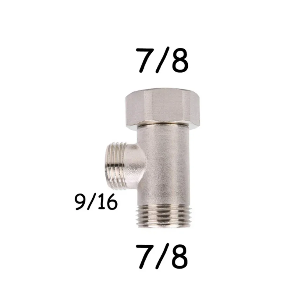 All Metal Bidet T-Adapter 7/8 3/8 1/2 Adapter Thread 3 Way Pipe Fitting T Valve T-shaped Adapter Is Designed