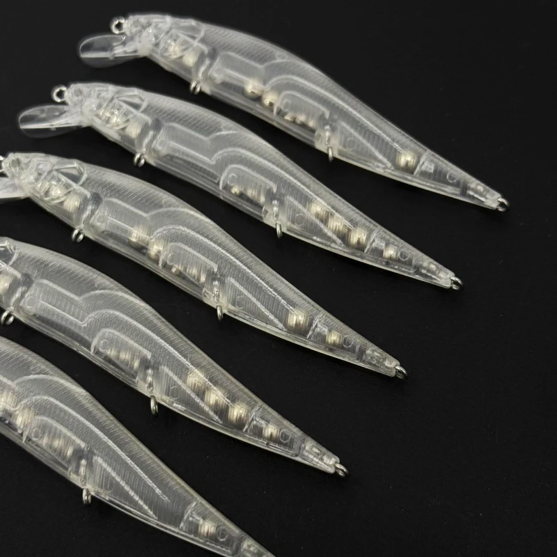 10pcs Suspend Minnow Lure Blanks 98MM 9G Rattles Wobbler Jerkbait DIY Handmade Unpainted Transparent Body Hard Bait Fish Tackle