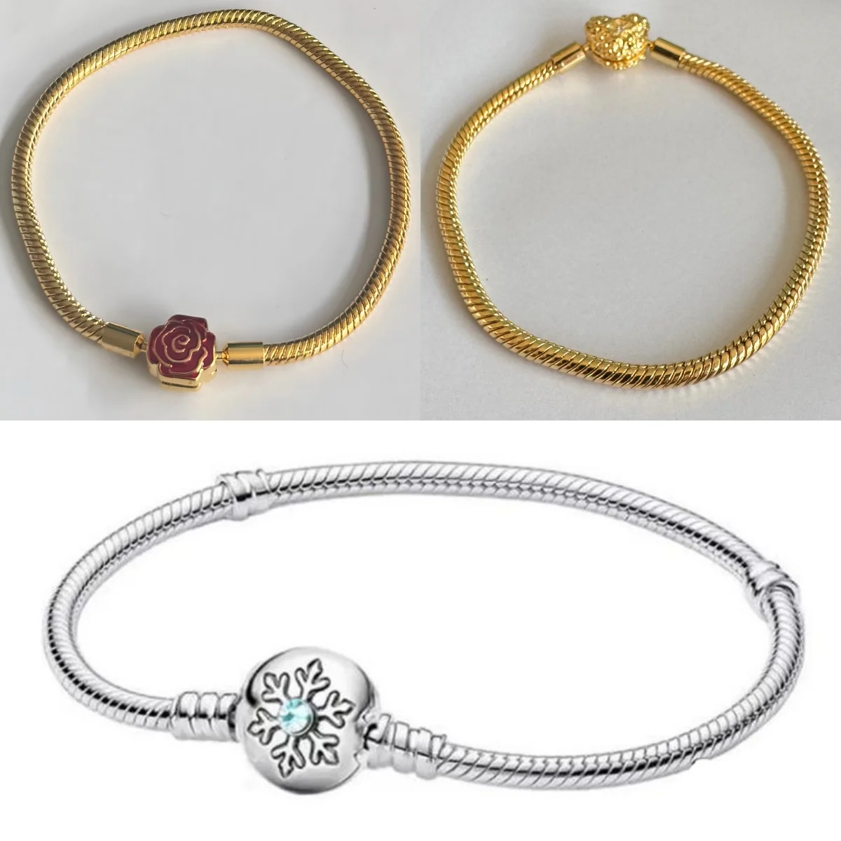 2026 European New Original 925 Silver Wings Heart Gift box Snowflake Round Buckle Clip Bracelet for Women  Exquisite Jewelry