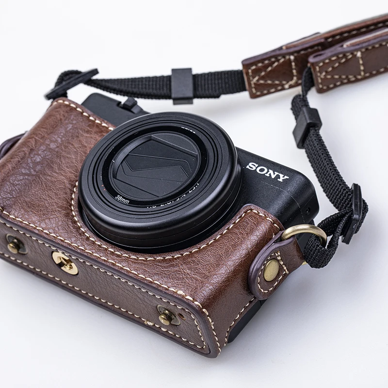 Portable PU Leather Case camera bag For Sony ZV1 ZV-1 Protective Cover shell  with Shoulder Strap