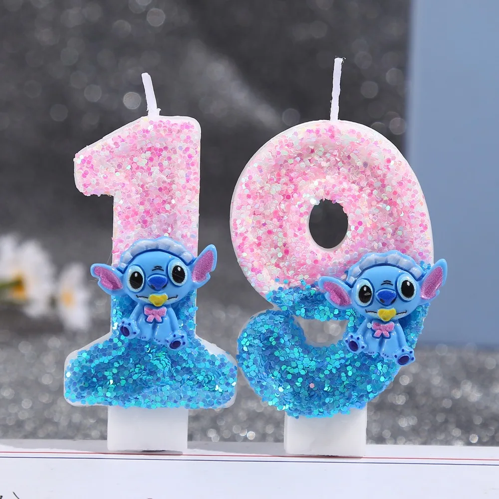 2026 أنيمي ليلو وستيتش 0-9 عدد شمعة لطيف ثلاثية الأبعاد Kawaii غرزة شخصية كرتونية كعكة حفلة المكونات في كعكة عيد ميلاد الديكور