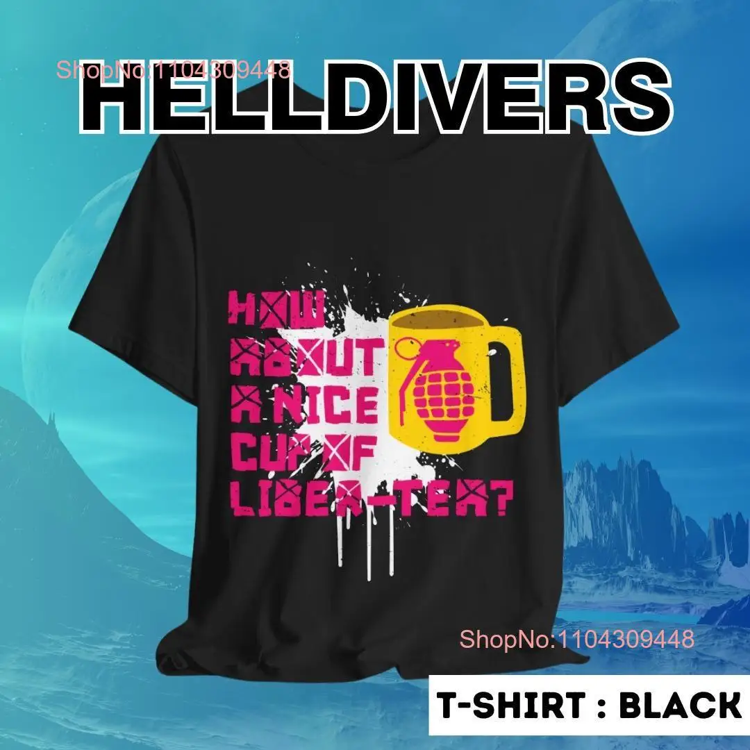 Helldivers 2 Inspired Video Game T Shirt Punk Style Fan Cup of Liber Tea 's long or short sleeves