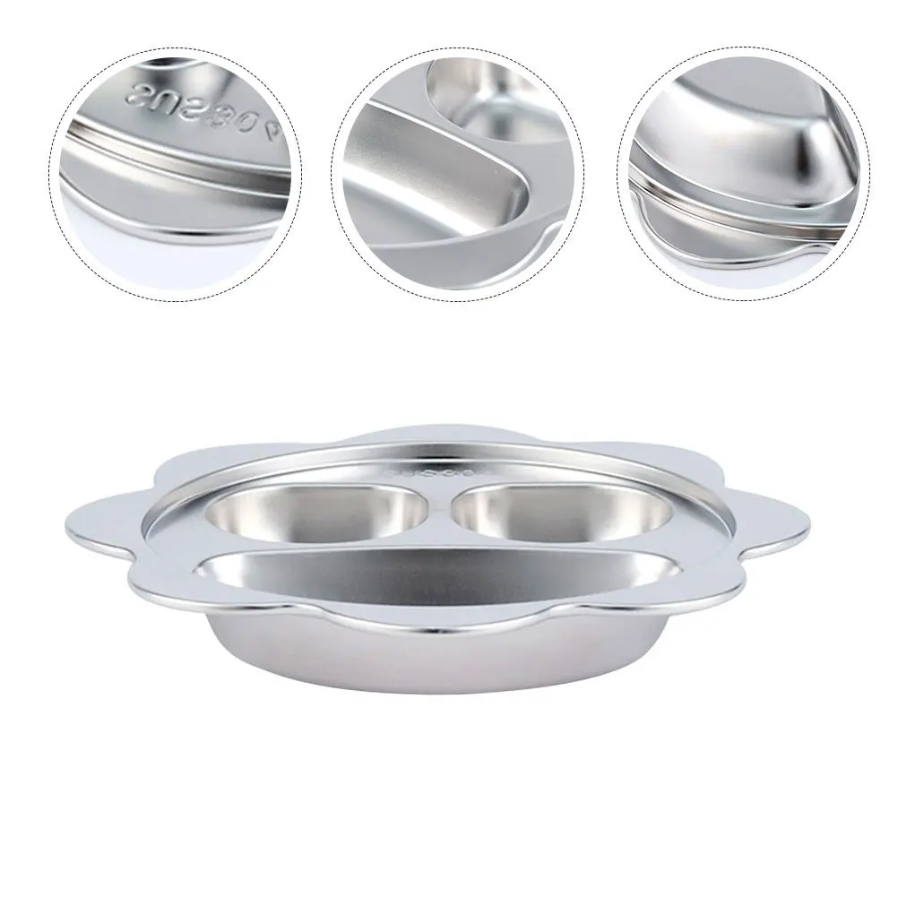 

Stainless Steel Divided Plate Healthy Eating Portion Control Dinner Plate Meal Prep Food Separation