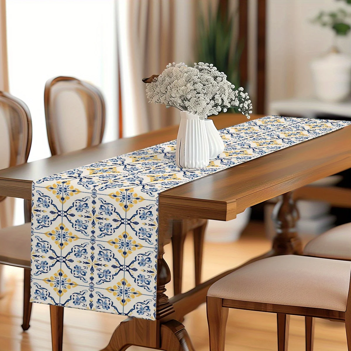 

1 шт. праздничная льняная дорожка на стол в марокканском стиле, 2D-принт, декор для стола в деревенском стиле, декор для кухни в стиле фермерского дома, подарок для друзей