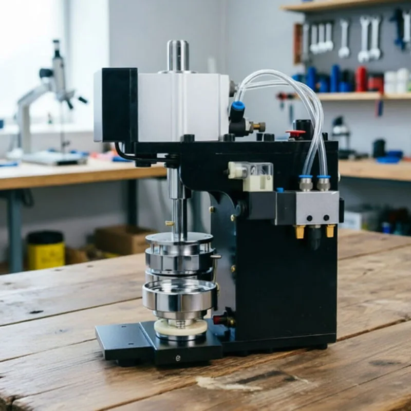 Automatic Pneumatic Pin Button Maker Machine, High-Efficiency Tinplate Badge Press with Molds Included, for Glitter & Holographi