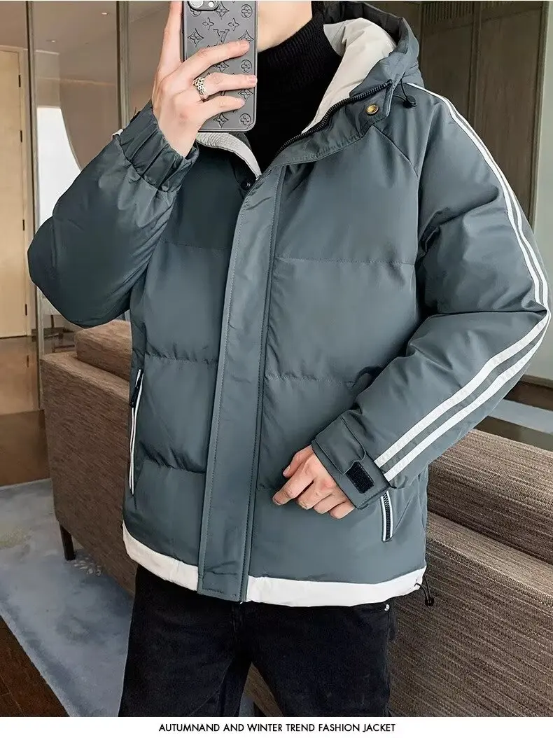 

Мужская зимняя теплая куртка из хлопка с капюшоном, двойным дизайном, повседневная, для активного отдыха, с длинным рукавом, на молнии, свободного кроя...