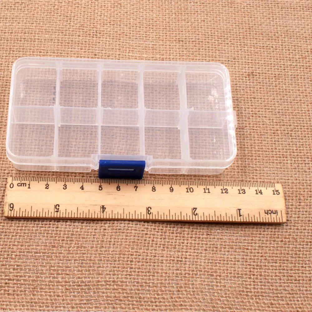 Lure Fish Accessory Box Square Plastic Transparent Detachable Fishing Tackle Box Fishing Box Storage Box 10 Compartments