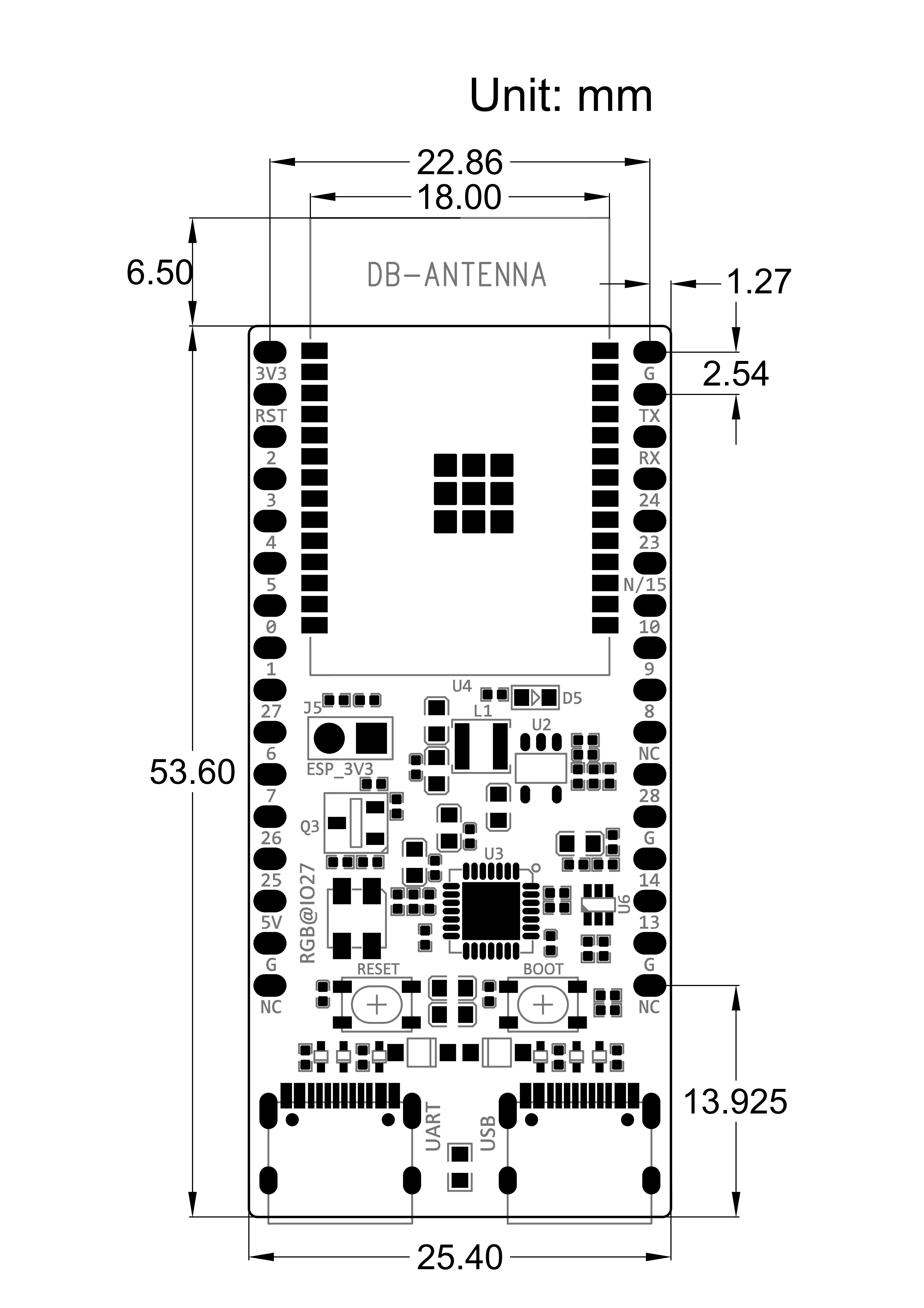 لوحة تطوير ESP32-C5-DevKitC-1 مع وحدة WiFi6 ESP32-C5-WROOM-1 ثنائية النطاق