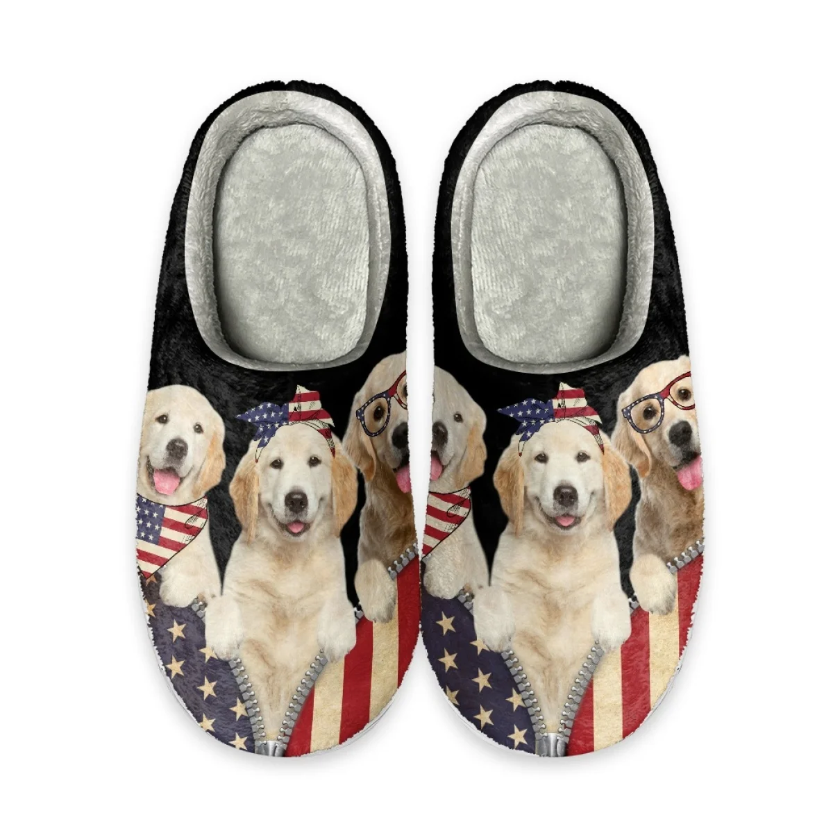 Lovely Dog Design Women Indoor Cotton Slippers Winter Home Cozy Warm Slipper House Flat Shoes Slides for Bedroom Print On Demand