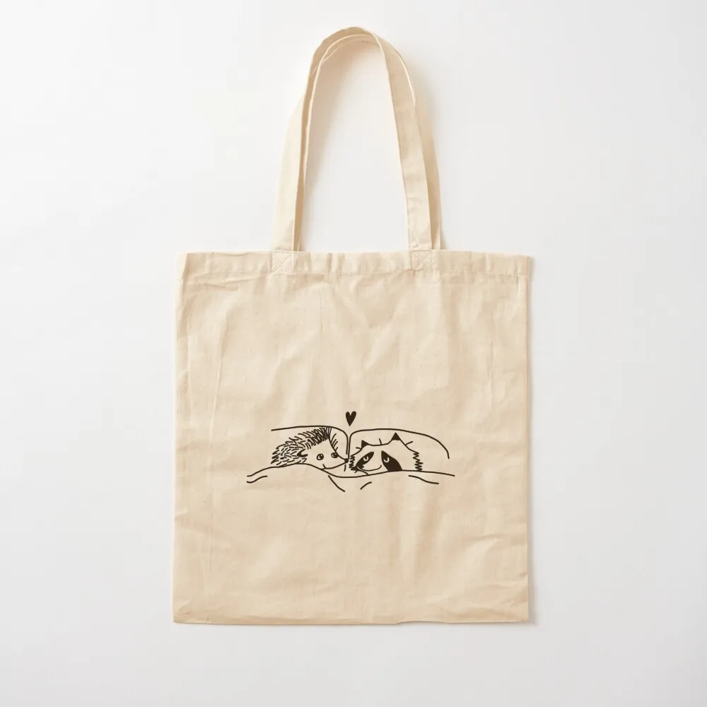 hedgehog and raccoon drawing Tote Bag