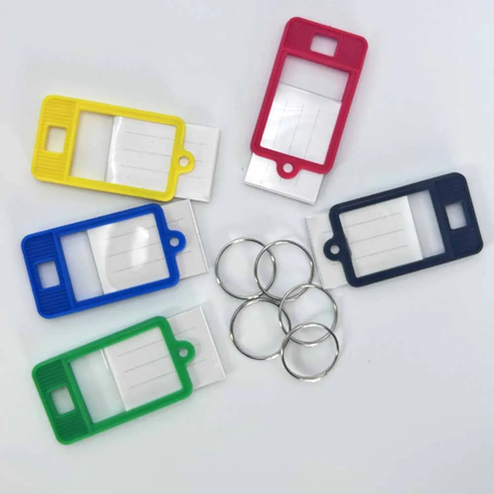 50pcs Keychain ID Label Tags DIY Accessories Plastic Key Tags Luggage ID Label Hotel Number Classification Card Key Ring