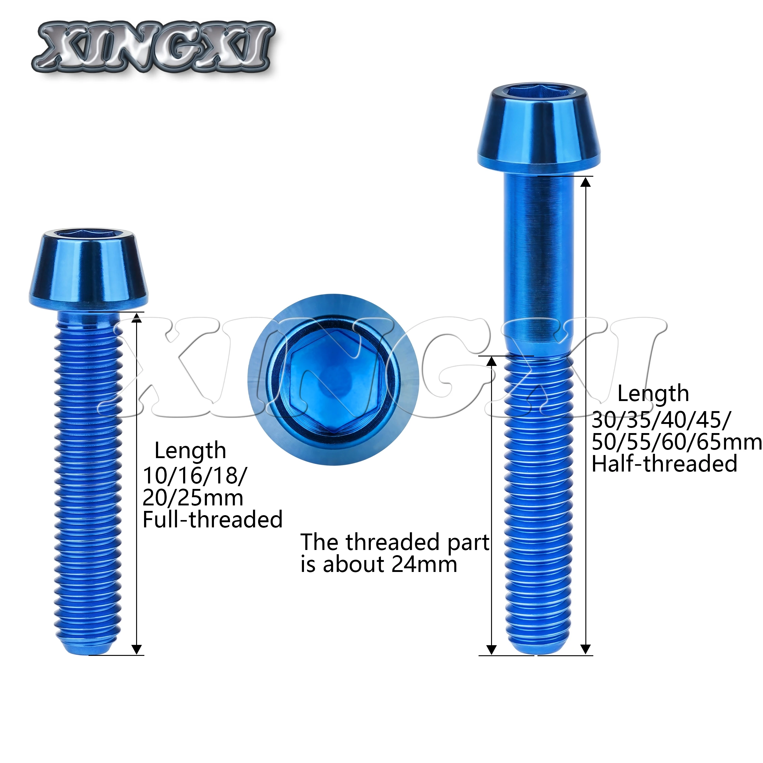 Xingxi Titan M6x10 16 18 20 25 30 35 40 45 50 55 60 65 mm Inbusschlüssel Kegelkopfschraube für Fahrrad-Headset-Bremse Bicicleta-Schrauben