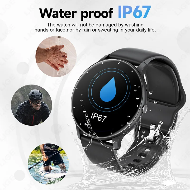 LIGE Smart Watch Men Women Full Touch Screen Sport Fitness Watch Man Waterproof Bluetooth Call For Android IOS Smartwatch Men