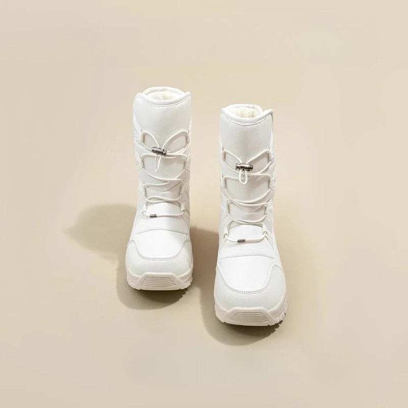 أحذية الثلوج الدافئة غير القابلة للانزلاق في شمال شرق، أحذية تزلج مرتفعة من الصوف القطني المقاوم للبرد ونعل سميك #3