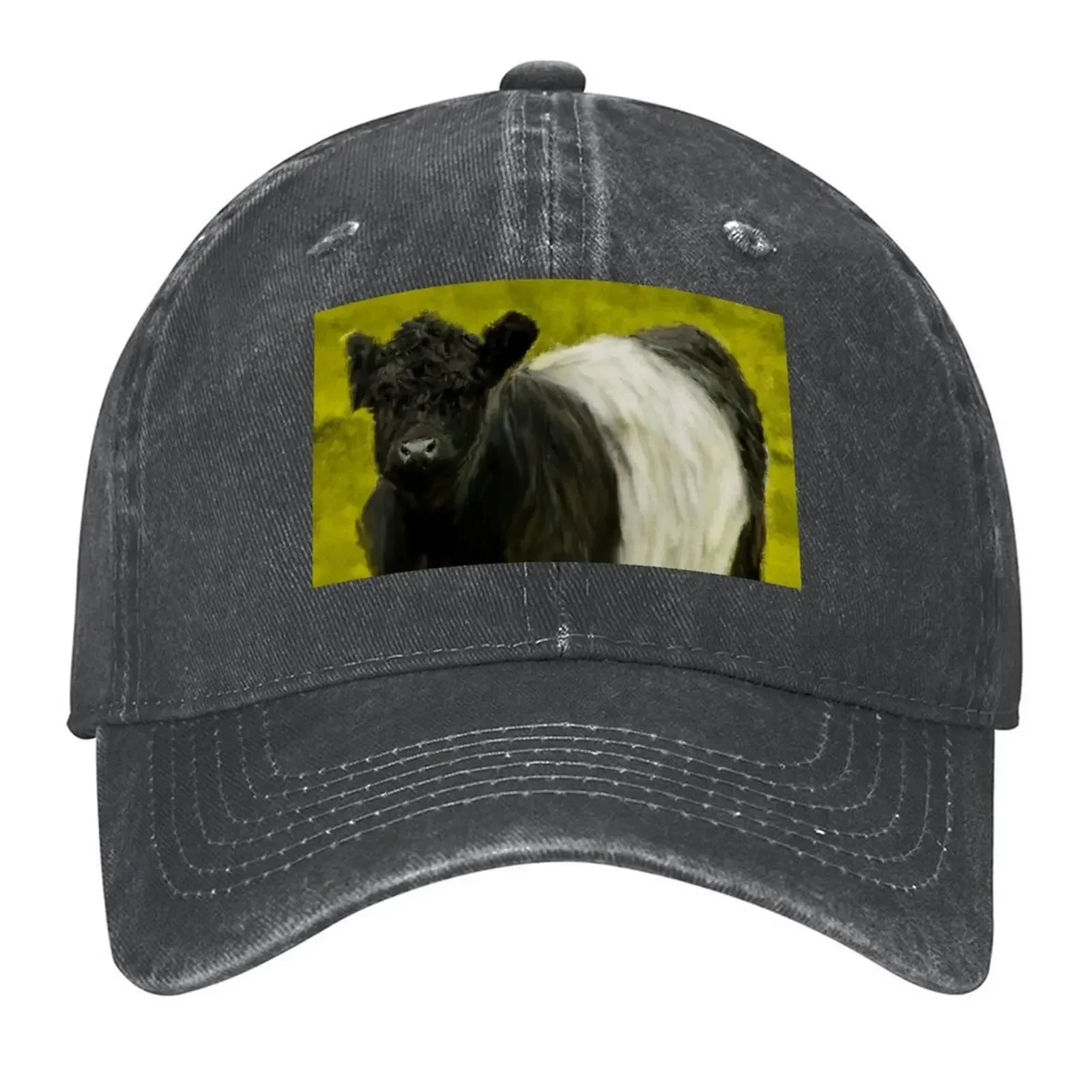 New Belted Galloway Cow, Cute Farm Animal, Belted Galloway Cattle Oil Paint, Scottish Belted Galloway Cattle Baseball Cap