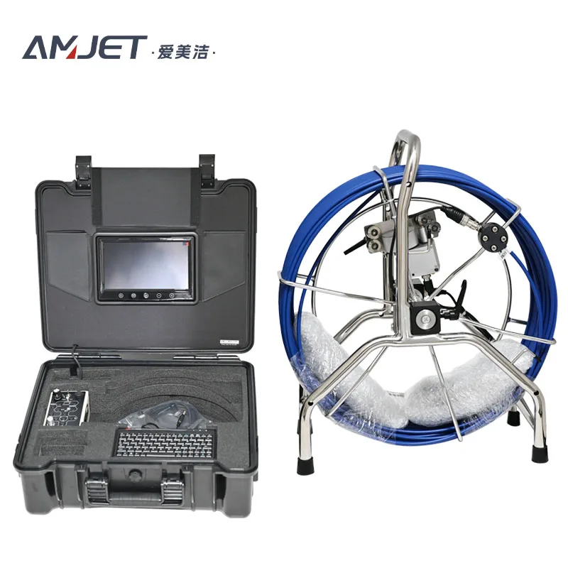 AMJET 10.1 inch Multifunctional integrated host sewer camera 32mm camera Video recording function drain inspection camera