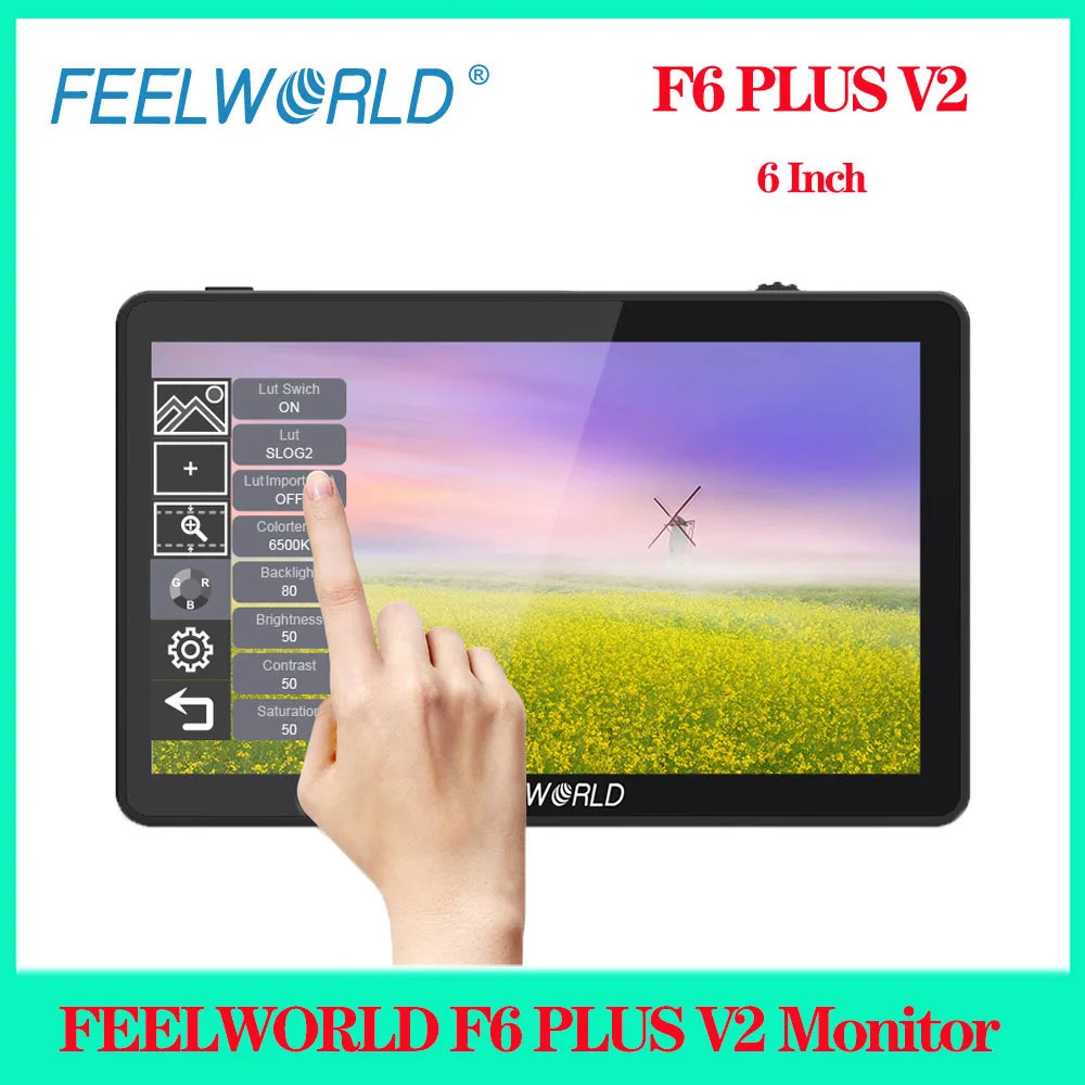 

FEELWORLD F6 PLUS V2 Монитор 6-дюймовая камера DSLR Полевой монитор 3D LUT Сенсорный экран IPS FHD 1920x1080 Поддержка видеофокуса