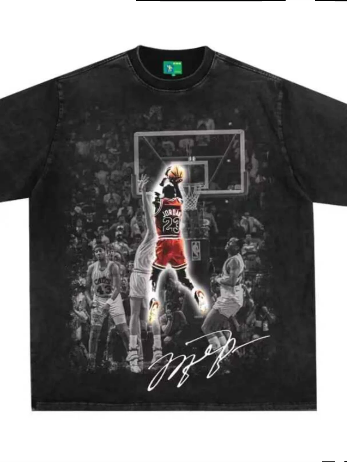 

Мужская винтажная футболка MJ с принтом баскетбольной звезды 2025, винтажная модная футболка из чистого хлопка с короткими рукавами