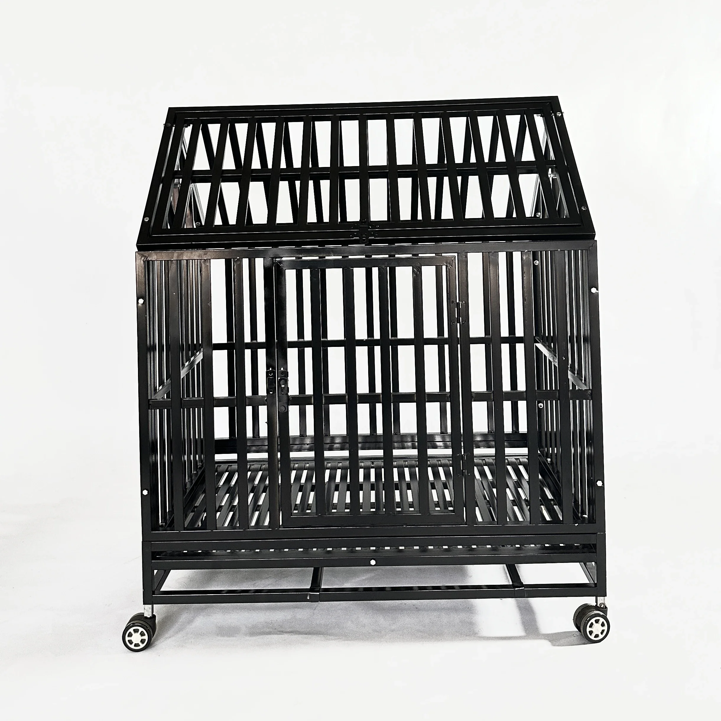 Heavy Duty Metal Dog Kennel Portable Iron Pet Cage With Solid Animal Pattern Breathable For Indoor Use For Larger Breeds Cats