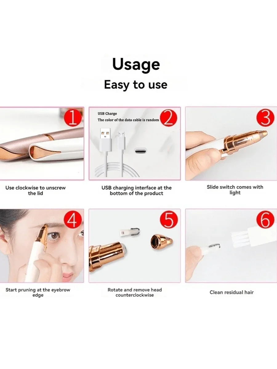 Womens Elektrische Wenkbrauw Trimmer Eye Brow Shaper Potlood Gezicht Haar Remover Voor Vrouwen Automatische Wenkbrauw Scheerapparaten Zakmes