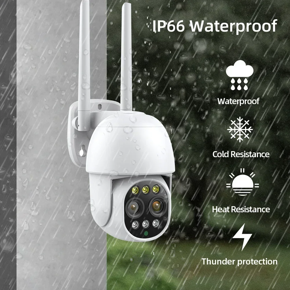 4K IP Camera WiFi Security CCTV Camera Dual-Lens Color Night Vision 10x Optical Zoom Tracking IP66 Outdoor Surveillance Camera