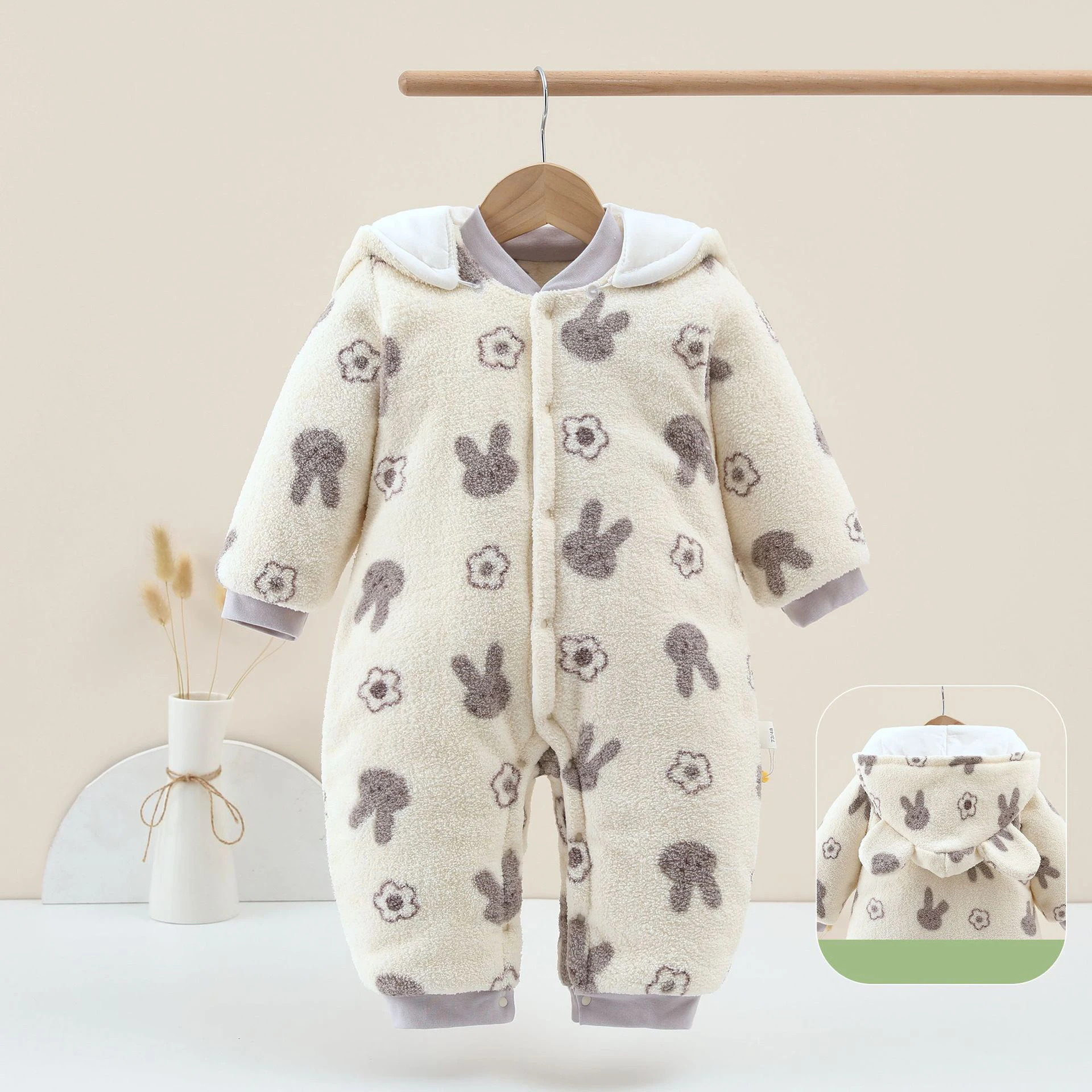 2024 neue Winter Baby Overall Dicke Warme Infant Mit Kapuze Innen Fleece Strampler Neugeborenen Jungen Mädchen Baby Kleidung Set