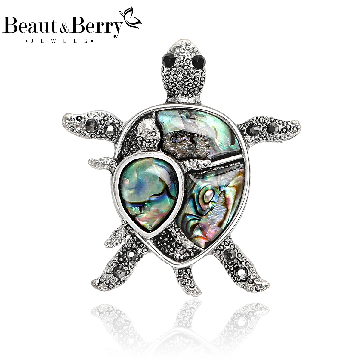 Beaut&Berry Luxury Abalone Shell Turtle Brooches for Women Unisex Animal Pins Casual Party Jewelry Accessories Gifts Decoration