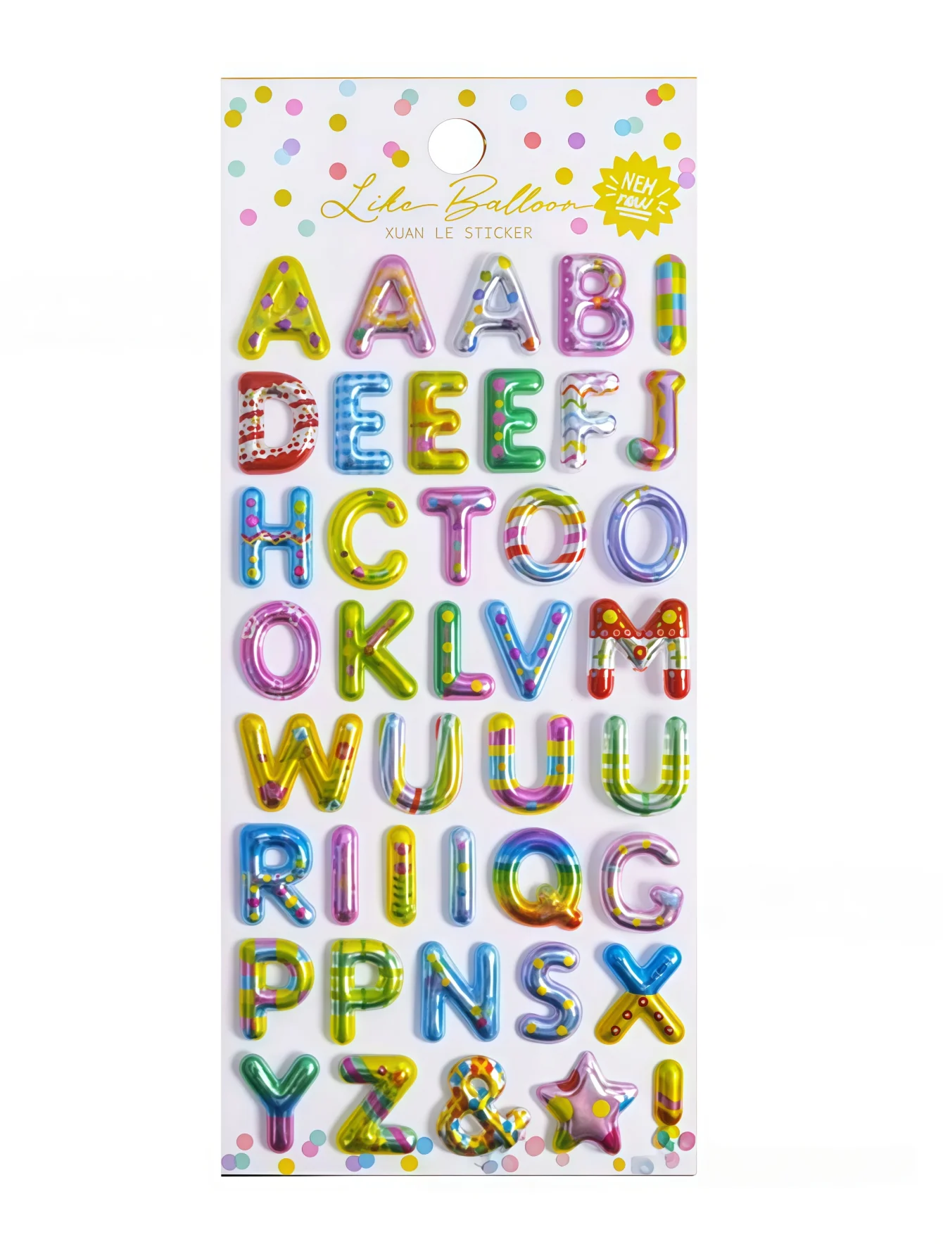 ملصقات زخرفية إبداعية ثلاثية الأبعاد مع أرقام وحروف إنجليزية ملونة (نمط فقاعة)