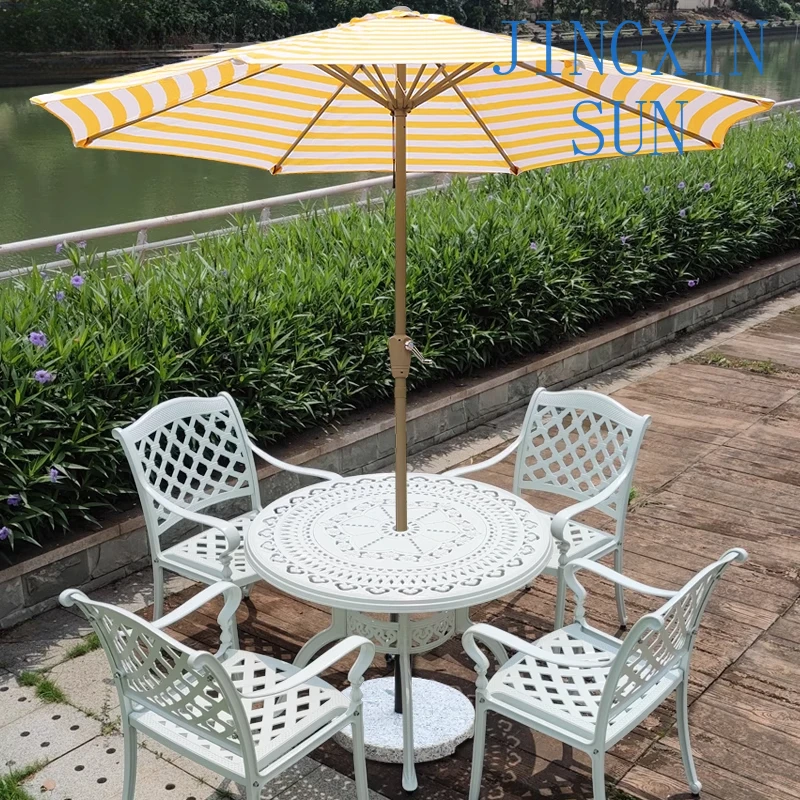 Commercial striped umbrella Outdoor table and chairs Sunshade mid-column umbrella Sunscreen courtyard room