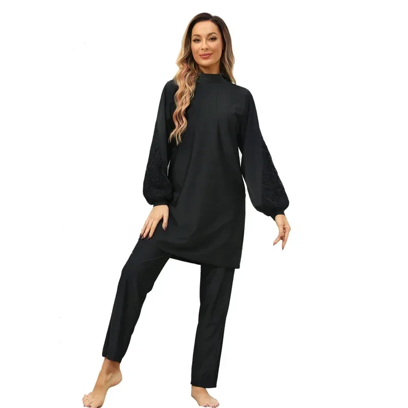 

3pcs Burkini Muslim Women Swimwear Islam Full Cover Diving Surfing Conservative Swimsuit Beachwear Sunscreen Set Maillot De Bain