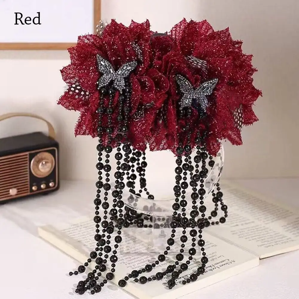 ファッション布掴みクリップ羽花真珠四花ヘアアクセサリータッセルヘア爪女の子のための