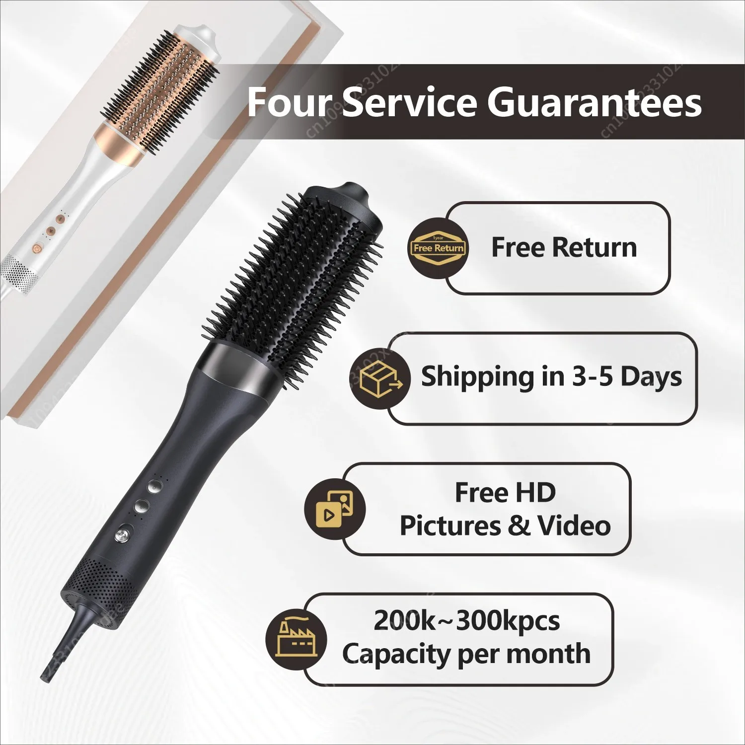 Professional Electric Hair Comb 1200W Low Temperature Styling Ionic Fluffy Curler Blow Dryer Brush for Hotels Home Outdoor Use