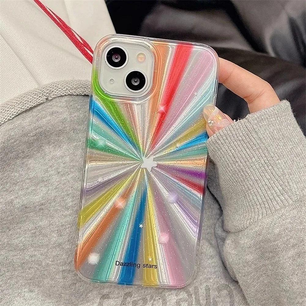 Funda para Teléfono Bright Star con Textura de Pluma para iPhone 17, 16e, 16, 15, 14, 13, 12, 11 Pro Max, X, Xs, XR, XS Max, 8, 7, 6, 6s, Air Plus