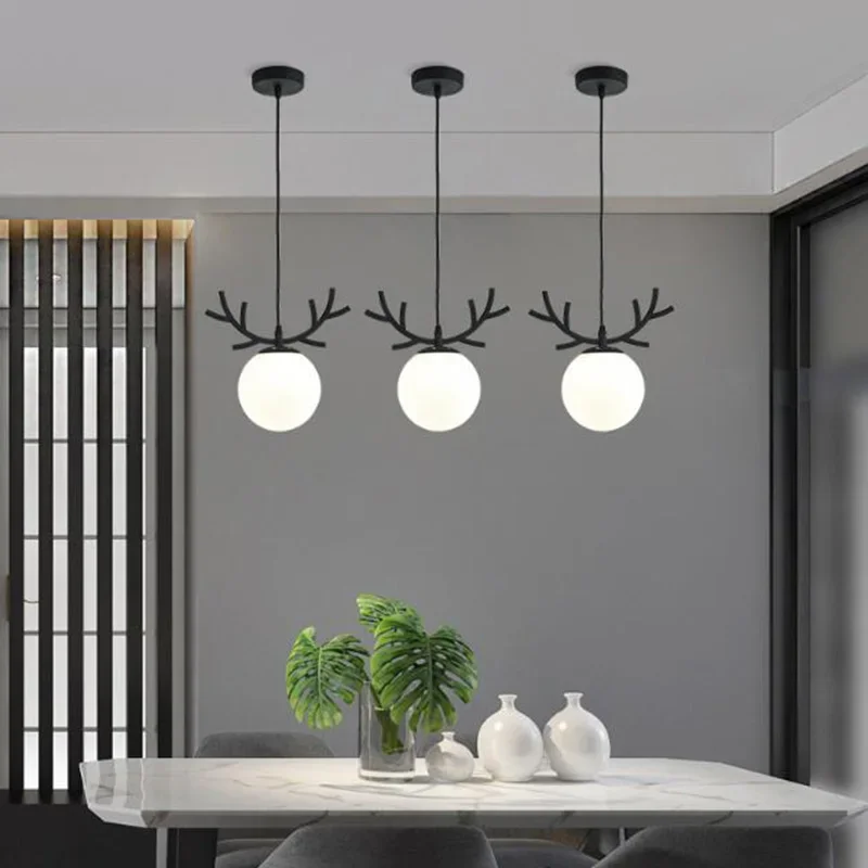 Creative Deer Shape LED Pendant Lamp Home Christmas Holiday Decor Hanging Light Bedroom Bedside Loft Bar Chandelier Lighting