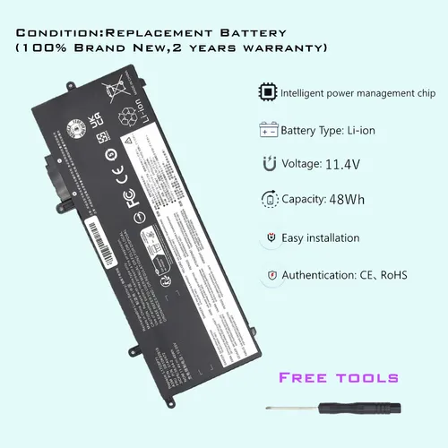 Imagen 2 del producto Batería de ordenador portátil de 11,4 V 48Wh para Lenovo ThinkPad X280 Series Notebook L17C6P71 L17M6P71 L17L6P71 01AV470 01AV471 01AV472 SB10T83165