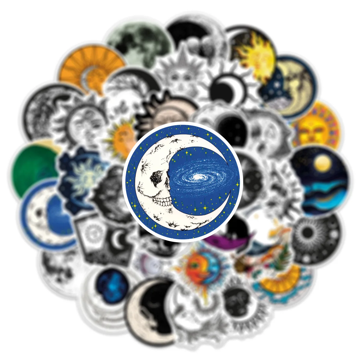 10/30/50Pcs Retro Gothic Moon Waterproof Graffiti Sticker Aesthetic Decorative Luggage Laptop Phone Diary Scrapbook Kid Stickers