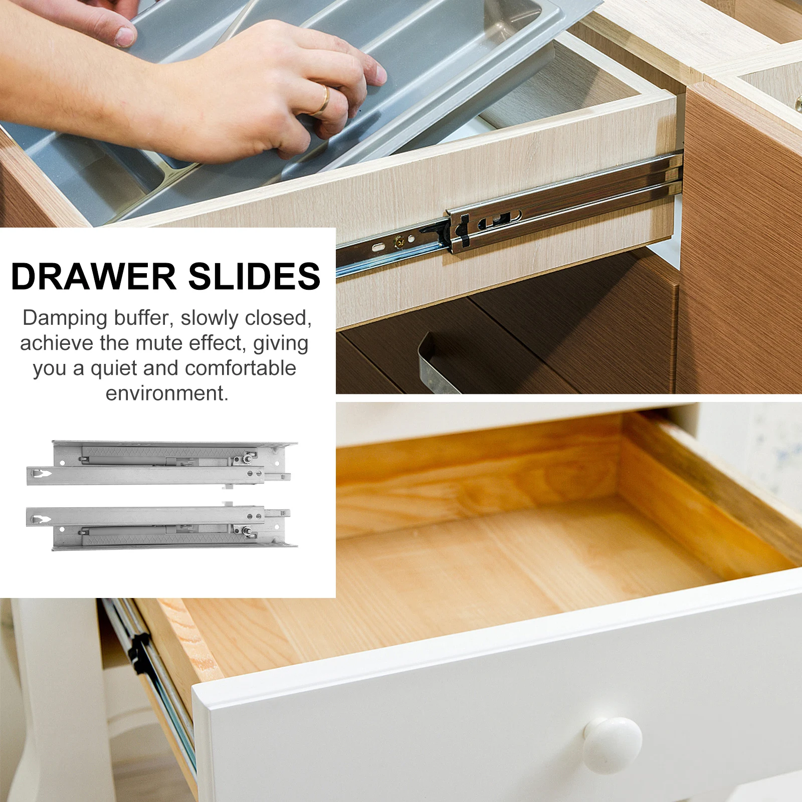 

2pcs Bottom Mount Drawer Slides 14 Inch Soft Close Heavy Duty Hidden Rails Damping Buffer Replacement Track Furniture Hardware