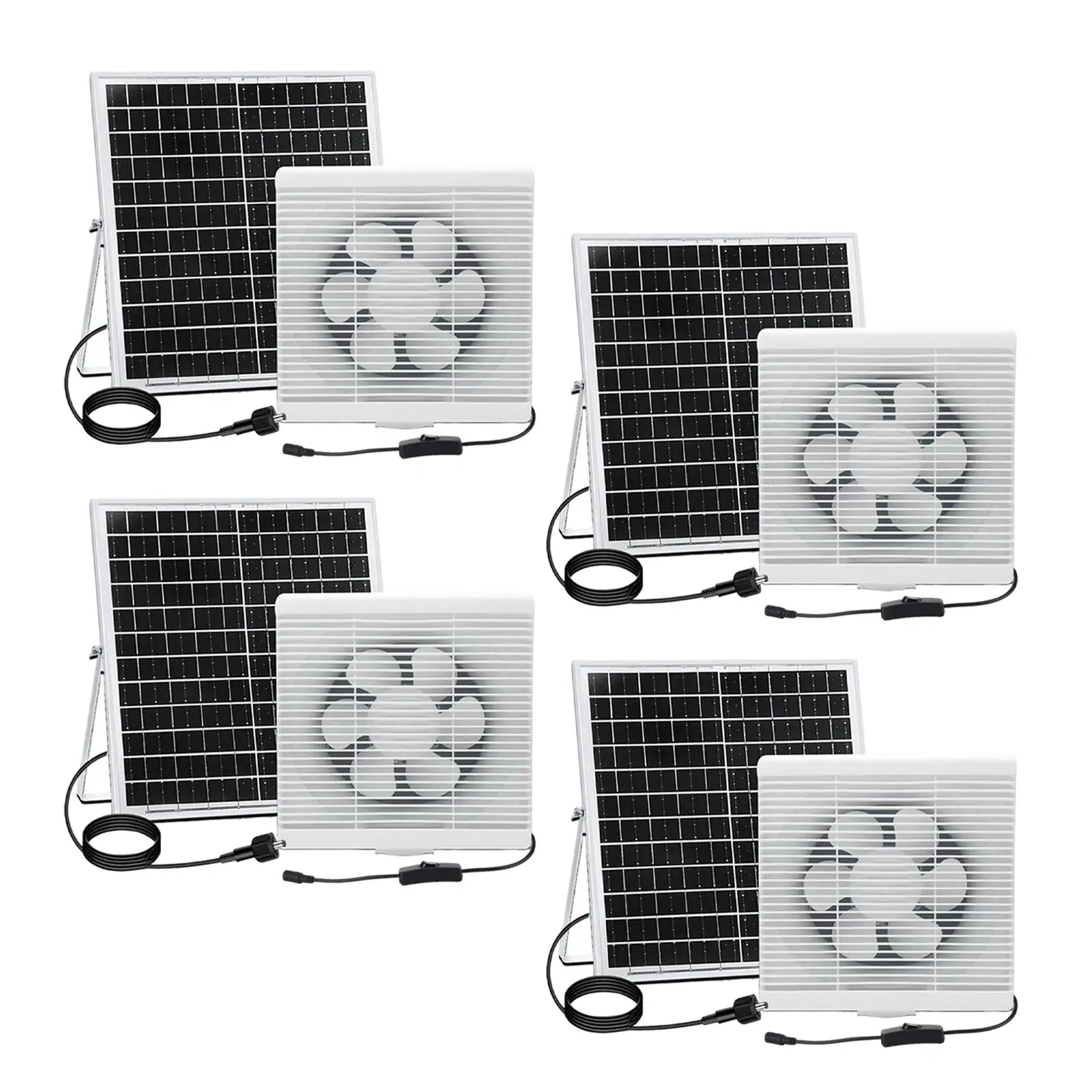 12V Solar Powered Exhaust Fan High Speed Anti Backflow Shutter Blower for Home Kitchen Bathroom Greenhouse Ventilation