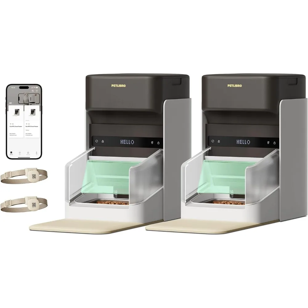 RF-ID Automatic C at Feeders -1  C at Wi-Fi Feeders, 3L Auto Dispensers with Light Collar Tag, 1-10 Meals