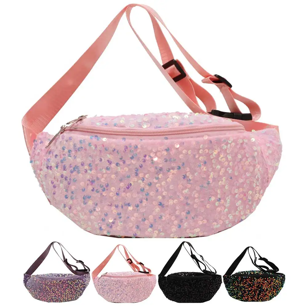 

Women Trendy Crossbody Bag PU Leather Sequin Solid Shoulder Bag Adjustable Strap Bling Single Shoulder Bag