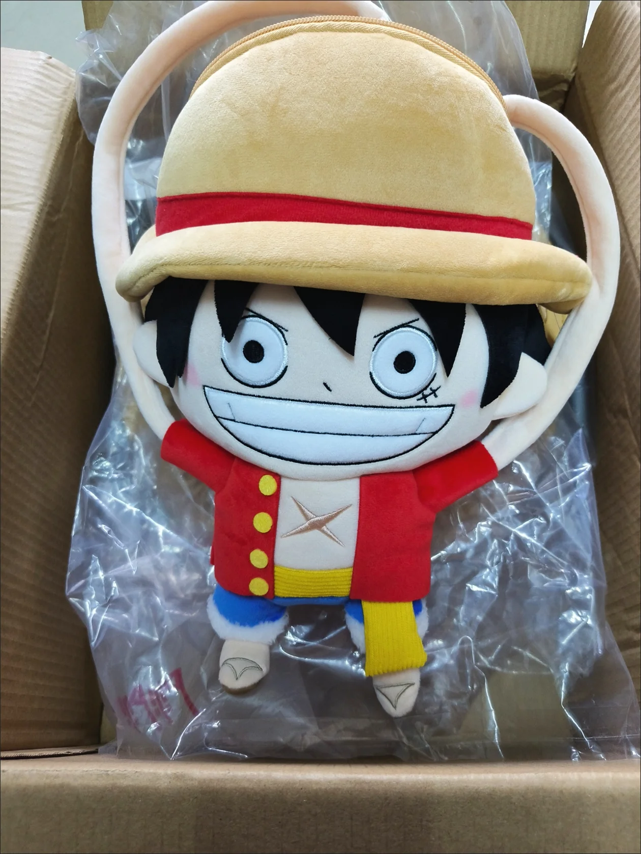 2024 الأصلي قطعة واحدة أنيمي الشكل لطيف أفخم لوفي طبعة Sauron Ace أفخم ظهره القش قبعة مظلة هدية عيد ميلاد