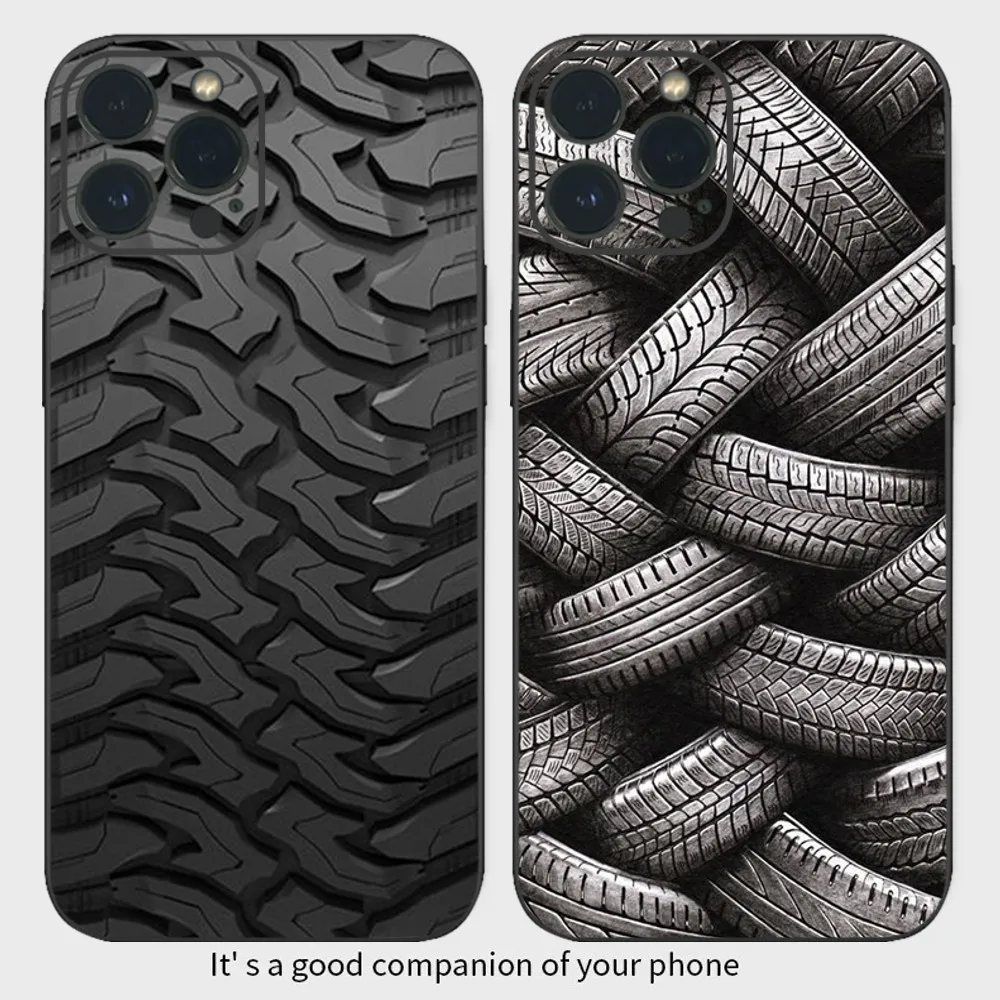 Cover Tire Tread Pattern Back Phone Case For IPhone16 15 14 13 12 Mini 11 Pro XS Max X XR SE5 6 7 8 Plus Soft Silicone Cover